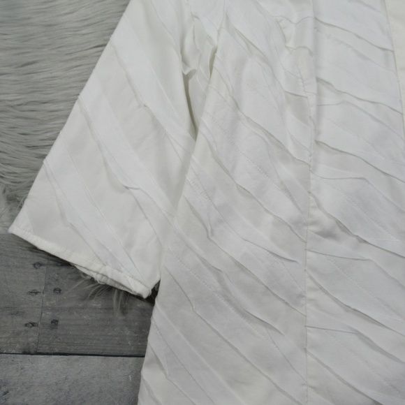 LAFAYETTE 148 White Textured Cotton Blend Button Down Office Casual Shirt Size 6 - Picture 3 of 9